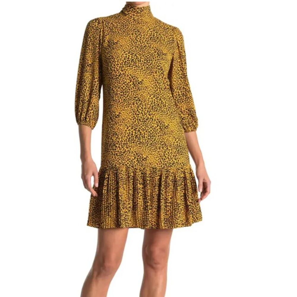 Nanette Black Gold Animal Print Dress, size 8